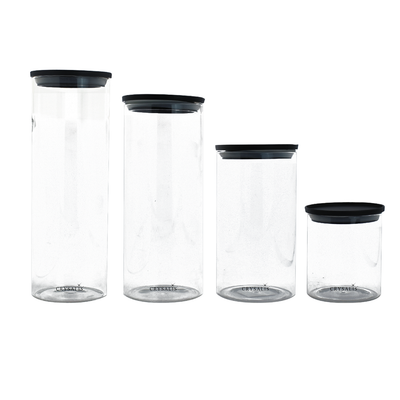 CRYSALIS Premium Glass Storage Jar 1700 ml | 1300 ml | 950 ml | 650 ml Borosilicate Glass