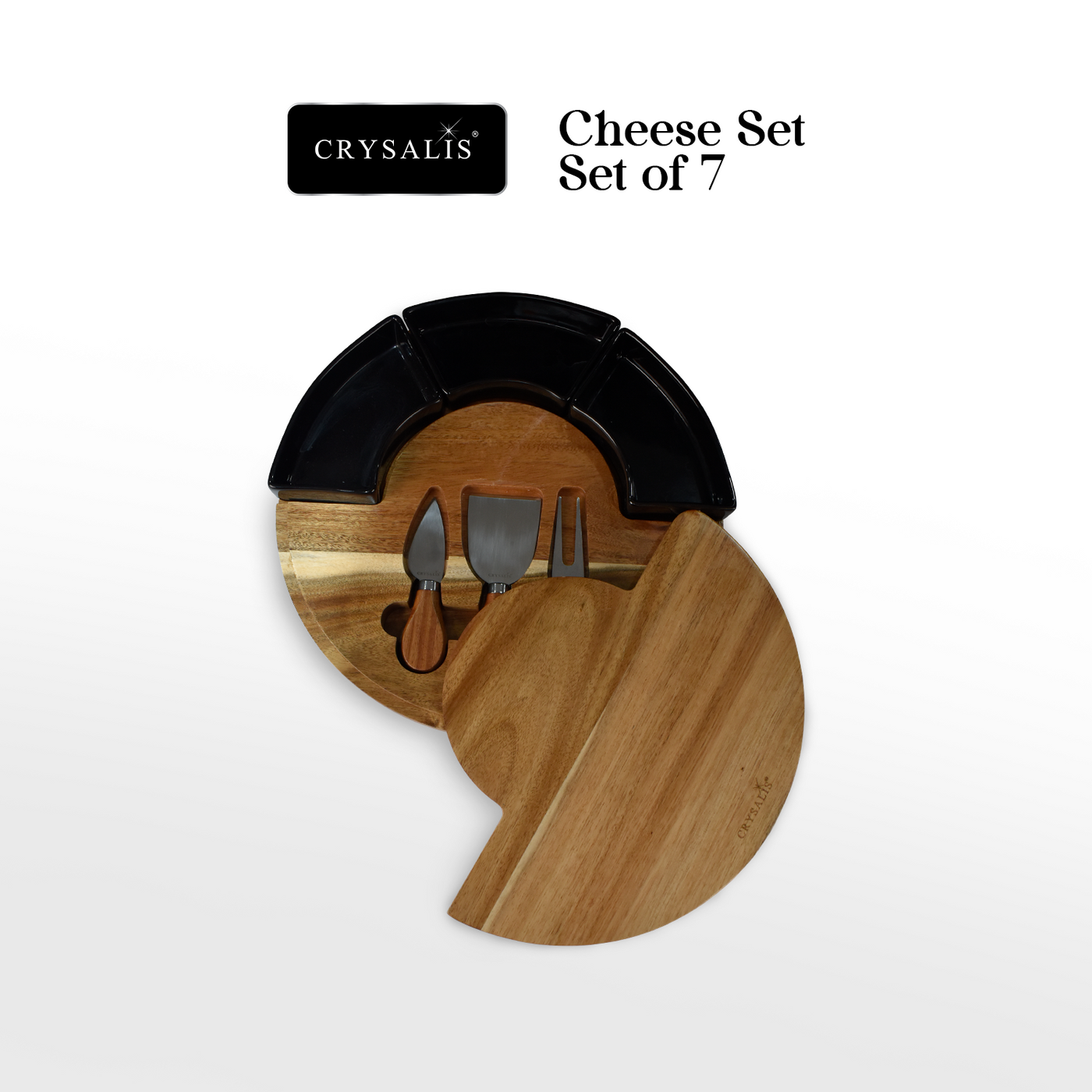 CRYSALIS Premium Cheese Set Cheese Board, Charcuterie [Set of 5/Set of 7] - Acacia Wood