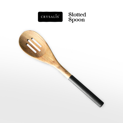 CRYSALIS PREMIUM Silicone Handle Wooden Spoon Turner - Acacia Wood
