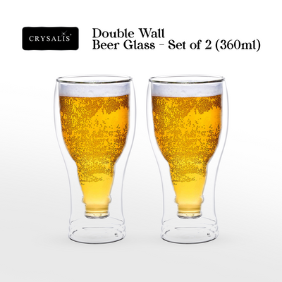 CRYSALIS Premium Beer Double Wall Drinking Glass