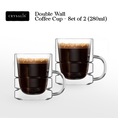 CRYSALIS Premium Coffee Cup w/ Handle Double 280ml [Set of 2]
