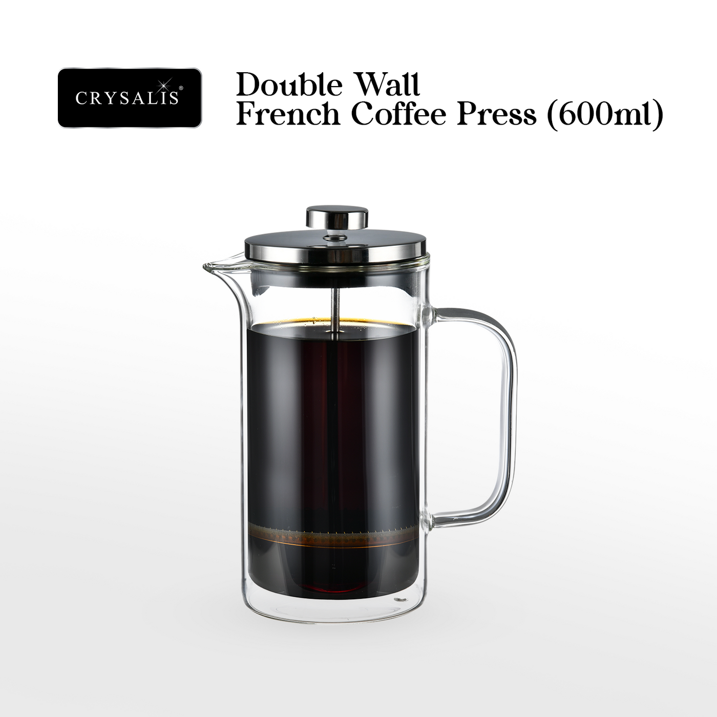 CRYSALIS Coffee Press Crystal Clear Double Wall 350ml/600ml/1L