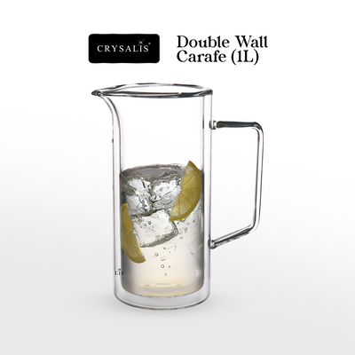 CRYSALIS Premium Double Wall Glass Pitcher Borosilicate glass 1000ml | 33.8oz