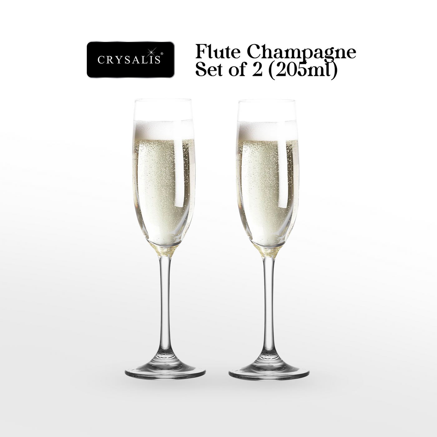 CRYSALIS Premium Flute Champagne Cocktail Glass 205ml [Set of 2]