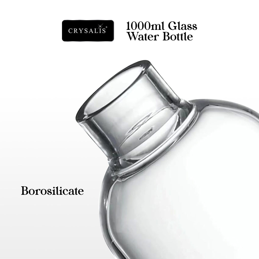 CRYSALIS 1000ml Clear Glass Drinking Bottle – BPA-Free & Eco-Friendly