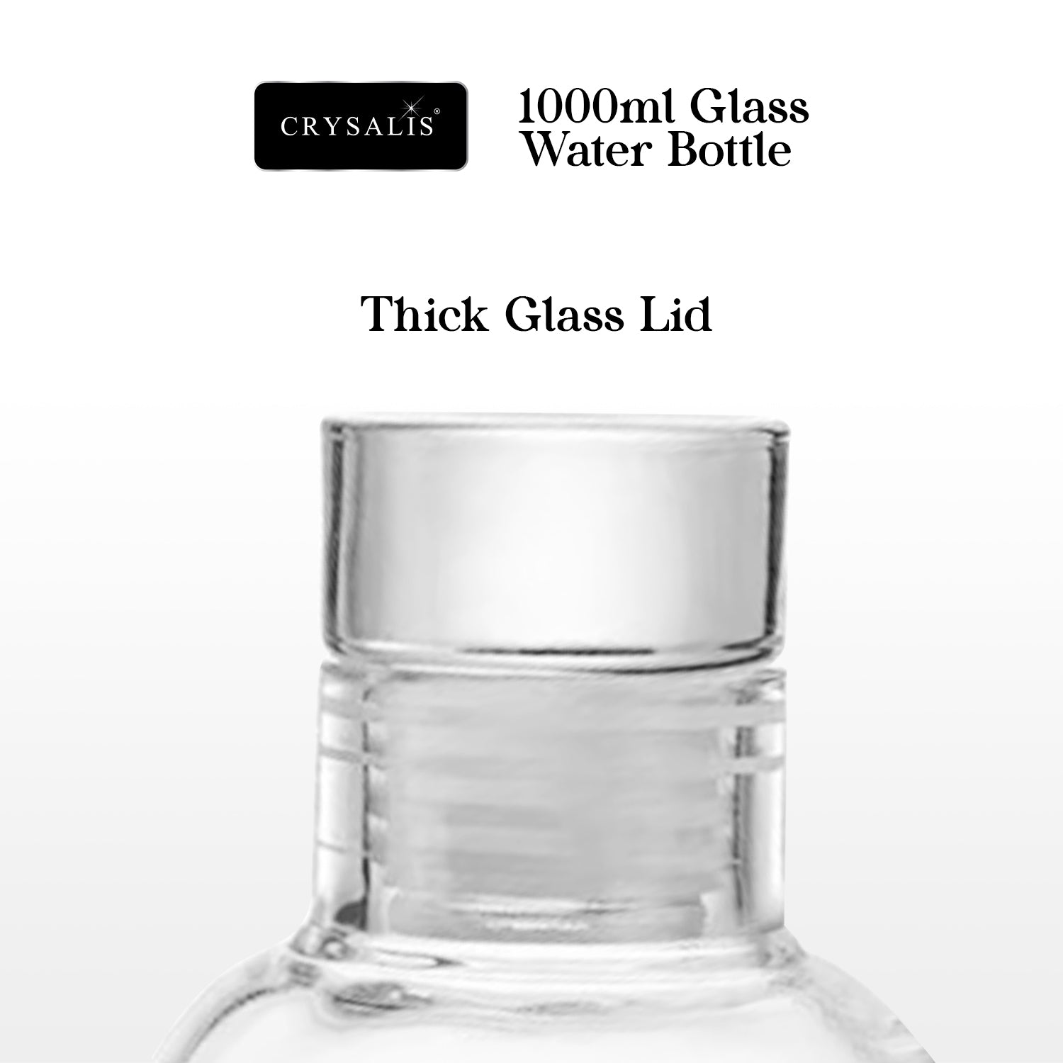 CRYSALI 1000ml Clear Glass Drinking Bottle – BPA-Free & Eco-Friendly