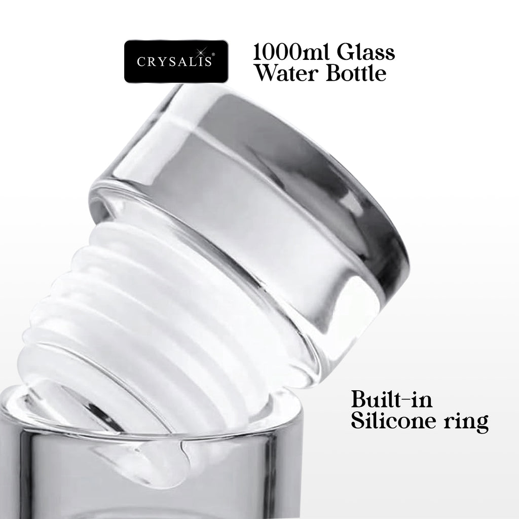CRYSALIS 1000ml Clear Glass Drinking Bottle – BPA-Free & Eco-Friendly