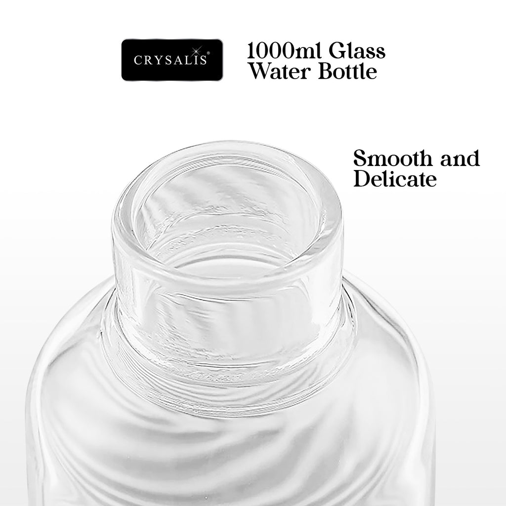 CRYSALIS 1000ml Clear Glass Drinking Bottle – BPA-Free & Eco-Friendly