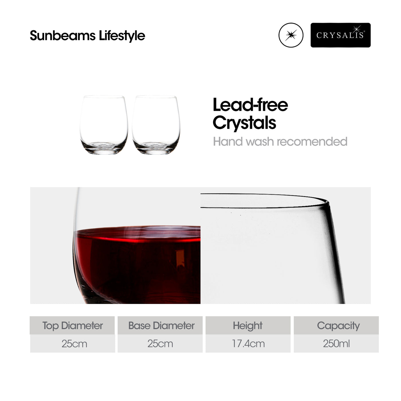 CRYSALIS Premium Double Rock [Set of 2] Glass Liquor Glass 360ml