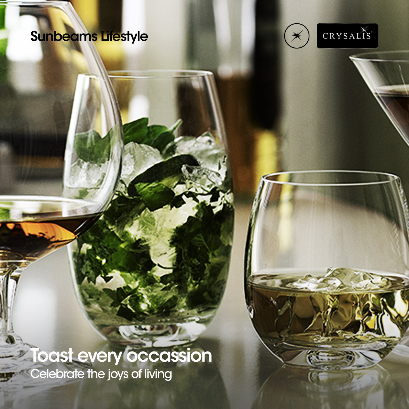 CRYSALIS Premium Long Drink Glass [Set of 2] Stemless Wine Glass 510ml