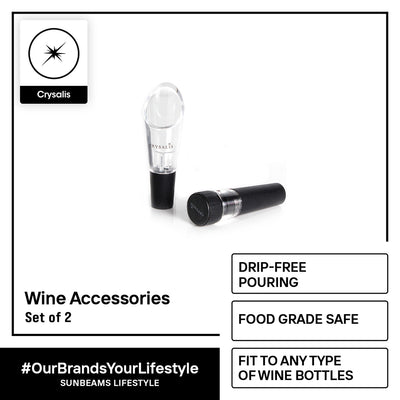 CRYSALIS Vacuum Wine Stopper +  Wine Pourer [Set of 2] Wine Accessories Modern Italian Design Amazing Gift Idea For Any Occasion!