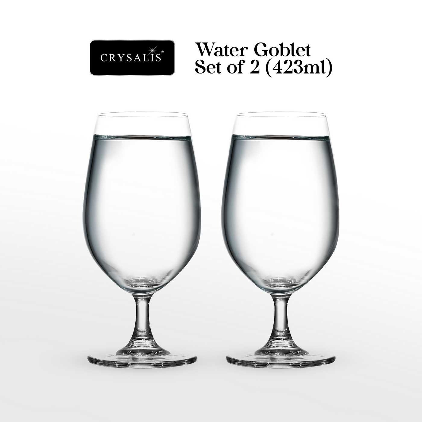 CRYSALIS Premium Crystal Water Goblet Glass [Set of 2] 423ml Stemware