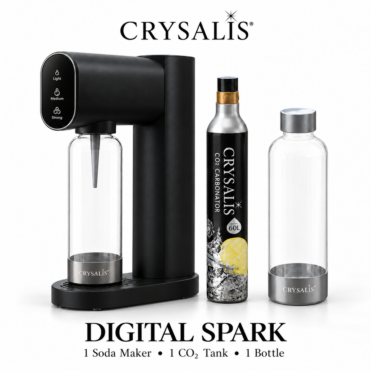 CRYSALIS Soda Maker Streaming Machine Set Carbonating Bottle - 1L | 33.8oz.