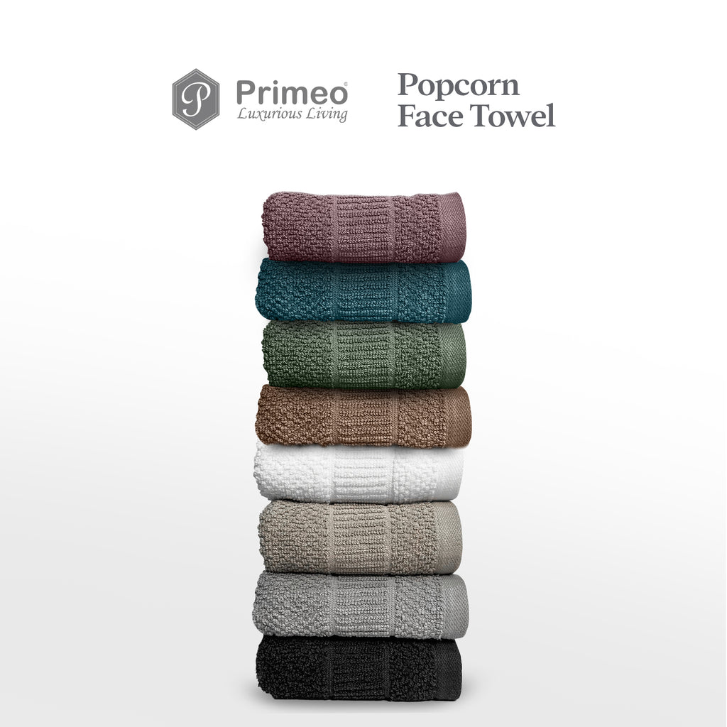 Primeo 100% Cotton Face Towel - Popcorn Weave Collection Towels