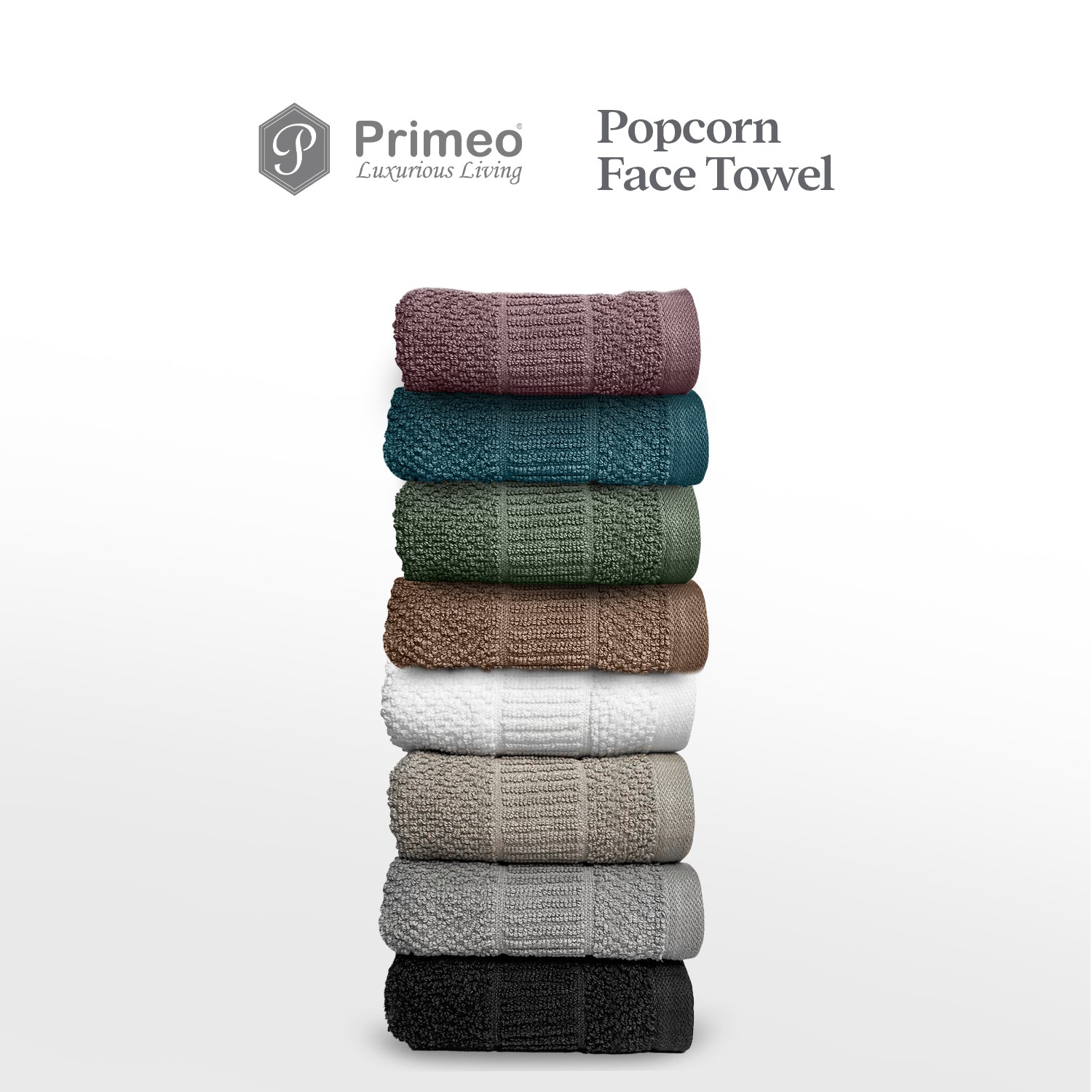 Primeo 100% Cotton Face Towel - Popcorn Weave Collection Towels