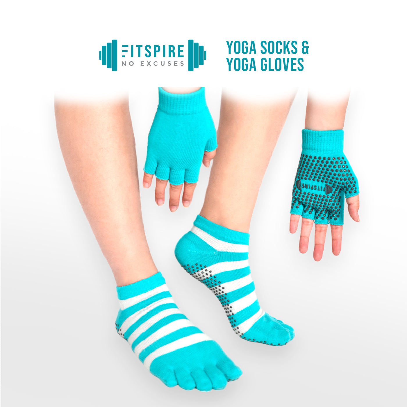 FITSPIRE Yoga Socks and Gloves Cotton Elastic Ribbon