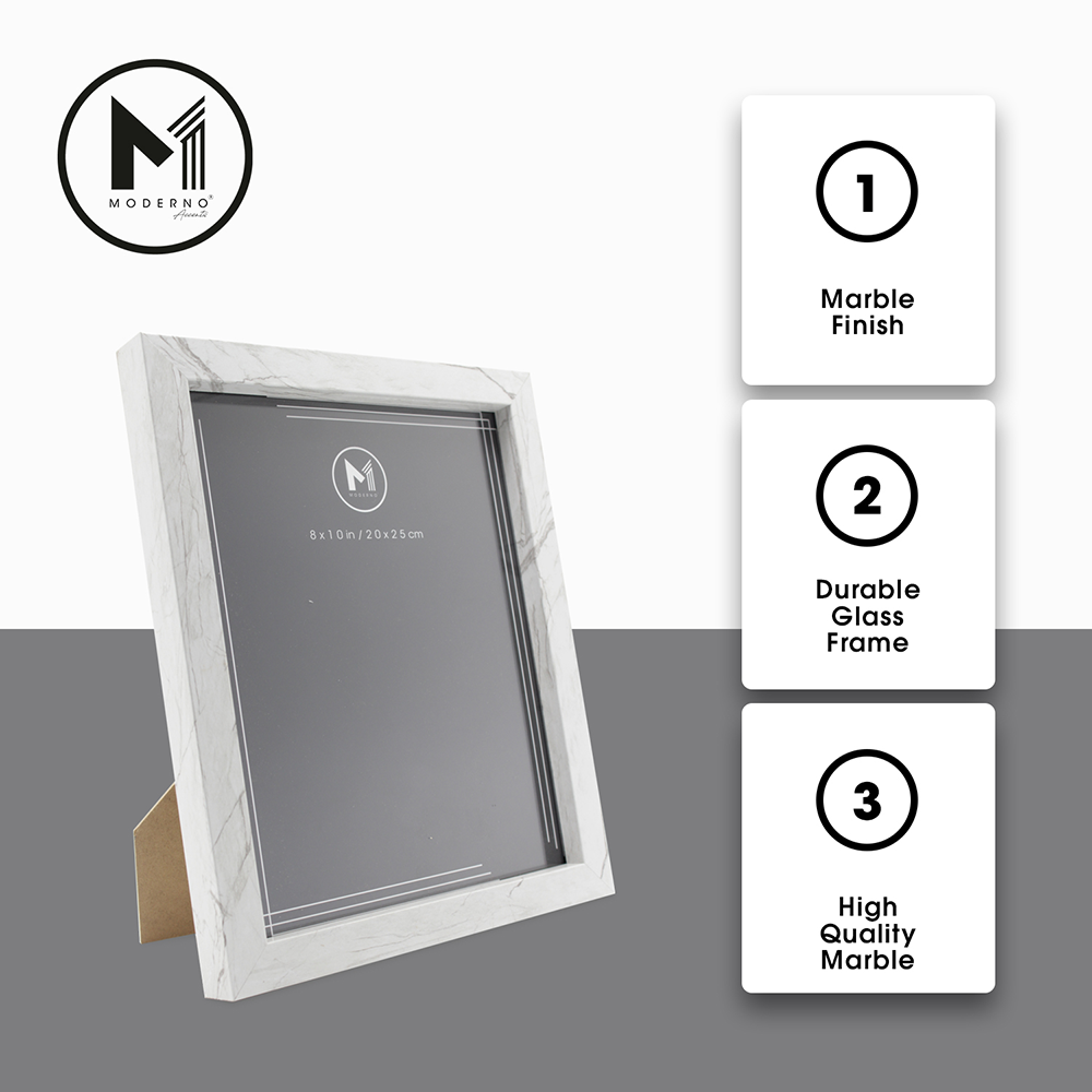 MODERNO Premium Picture Frame White Marble Finish Modern Italian Design Amazing Gift Idea For Any Occasion!