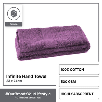 INFINITE by PRIMEO Hand Towel Ring Spun Carded 100% Cotton 500gsm 16x16" Buy One Get One Soft High Absorbent Amazing Gift Idea For Any Occasion!