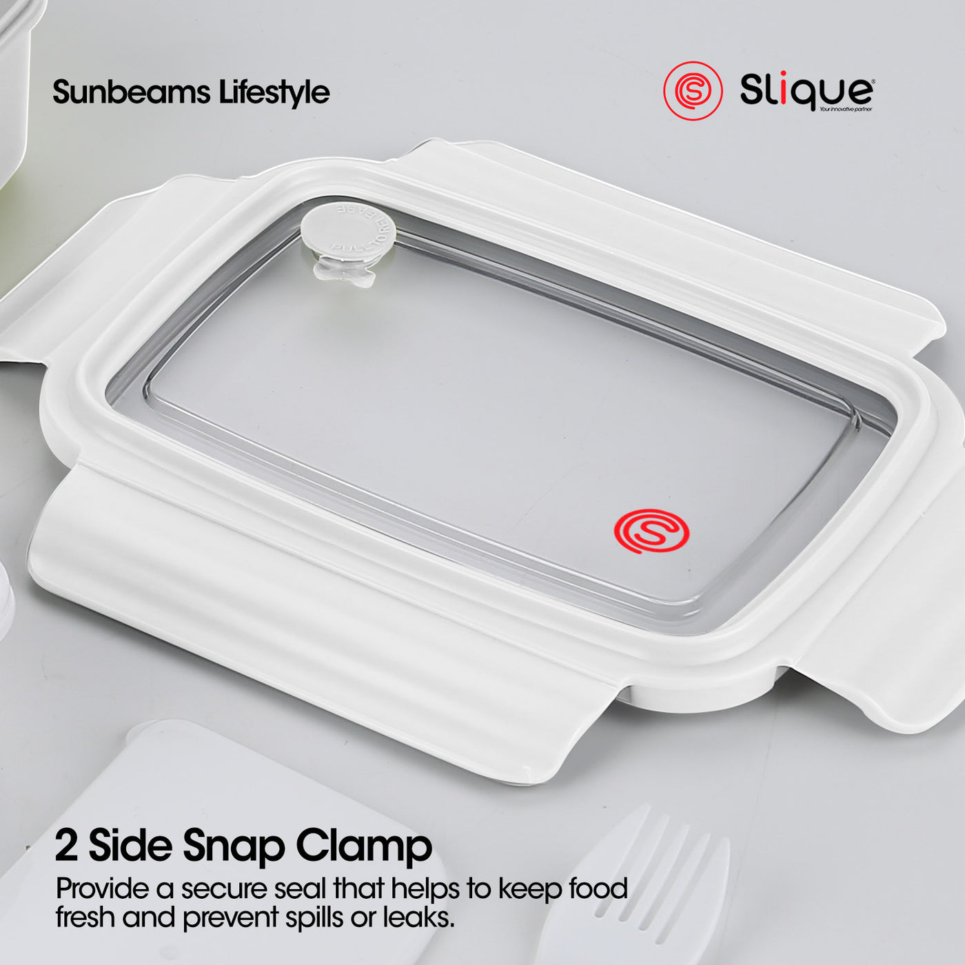 SLIQUE Lunch Box w/ Compartment Vent Spork 800ml | Stainless Steel Insulated | BPA Free Airtight Microwave Safe Amazing Gift Idea For Any Occasion!
