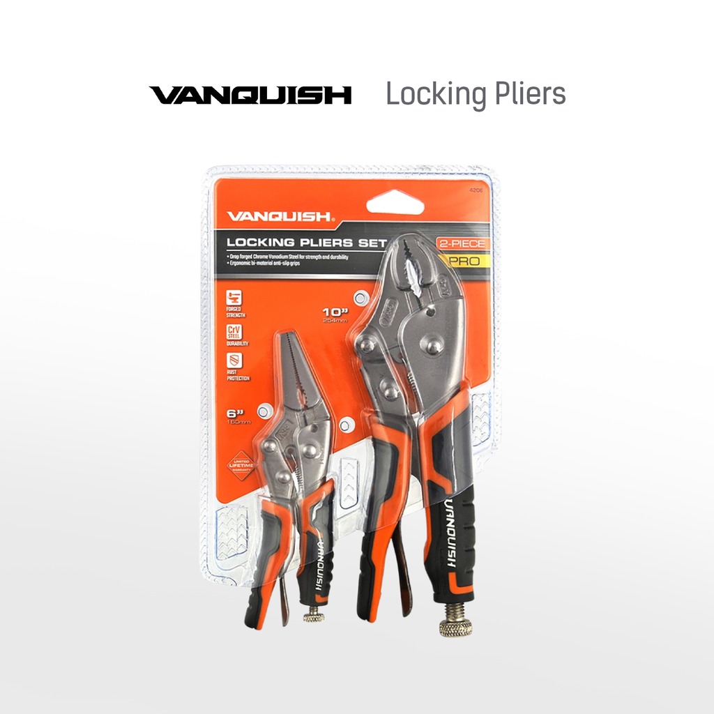 VANQUISH Premium | Heavy Duty | Professional Locking Pliers Set of 2