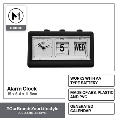 MODERNO Premium Table Alarm Clock with Date Modern Italian Design Amazing Gift Idea For Any Occasion!