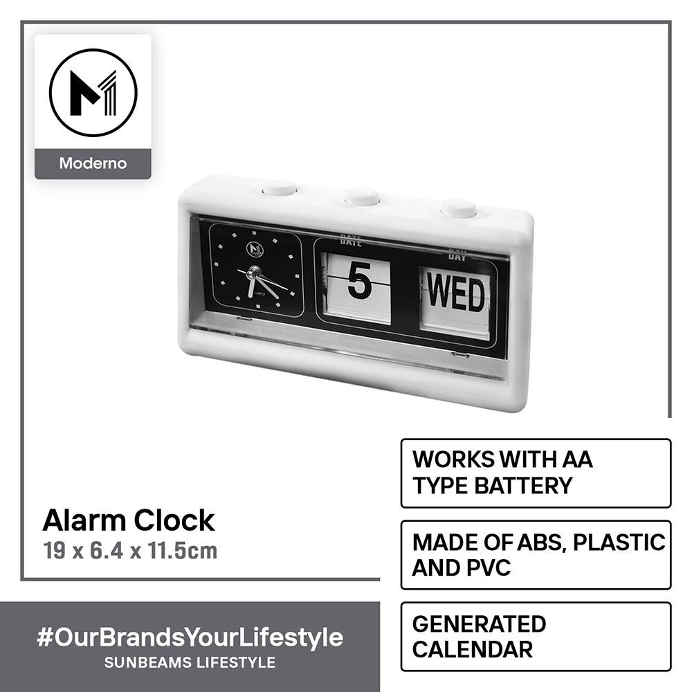 MODERNO Premium Table Alarm Clock with Date Modern Italian Design Amazing Gift Idea For Any Occasion!