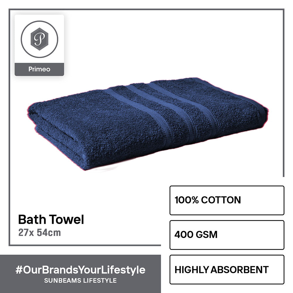 PRIMEO MY BASICS Bath Towel Premium Open End Yarn 100%Cotton 400gsm 27x54" Buy One Get One Soft High Absorbent Amazing Gift Idea For Any Occasion!