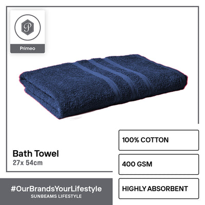 PRIMEO MY BASICS Bath Towel Premium Open End Yarn 100%Cotton 400gsm 27x54" Buy One Get One Soft High Absorbent Amazing Gift Idea For Any Occasion!