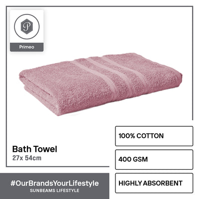 PRIMEO MY BASICS Bath Towel Premium Open End Yarn 100%Cotton 400gsm 27x54" Buy One Get One Soft High Absorbent Amazing Gift Idea For Any Occasion!