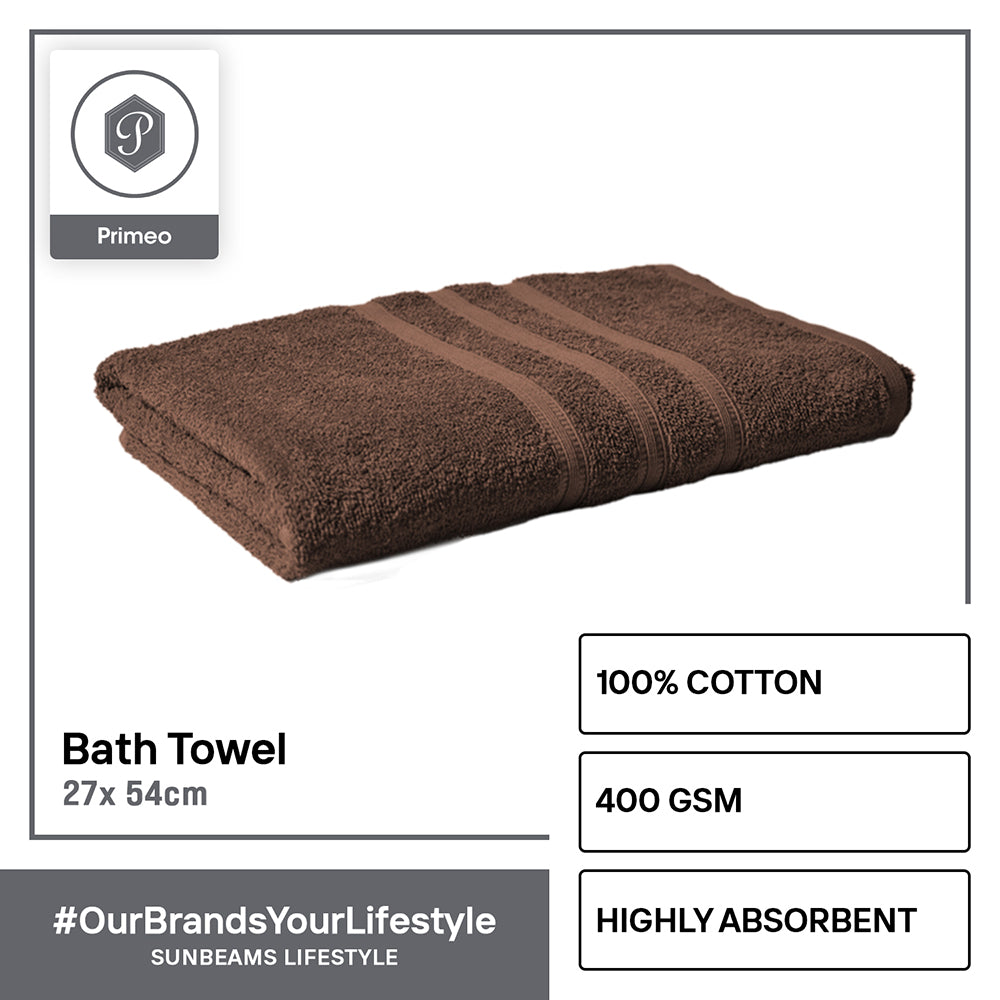 PRIMEO MY BASICS Bath Towel Premium Open End Yarn 100%Cotton 400gsm 27x54" Buy One Get One Soft High Absorbent Amazing Gift Idea For Any Occasion!