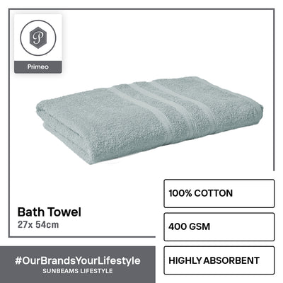 PRIMEO MY BASICS Bath Towel Premium Open End Yarn 100%Cotton 400gsm 27x54" Buy One Get One Soft High Absorbent Amazing Gift Idea For Any Occasion!