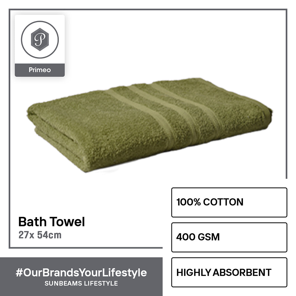 PRIMEO MY BASICS Bath Towel Premium Open End Yarn 100%Cotton 400gsm 27x54" Buy One Get One Soft High Absorbent Amazing Gift Idea For Any Occasion!