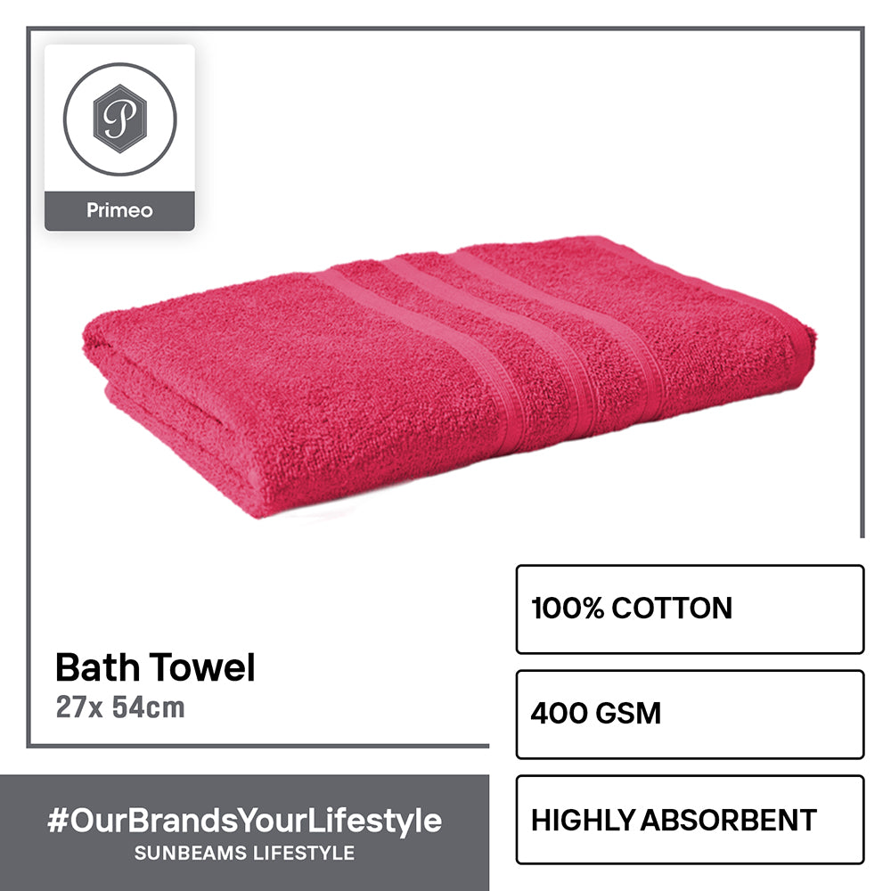 PRIMEO MY BASICS Bath Towel Premium Open End Yarn 100%Cotton 400gsm 27x54" Buy One Get One Soft High Absorbent Amazing Gift Idea For Any Occasion!