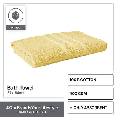 PRIMEO MY BASICS Bath Towel Premium Open End Yarn 100%Cotton 400gsm 27x54" Buy One Get One Soft High Absorbent Amazing Gift Idea For Any Occasion!