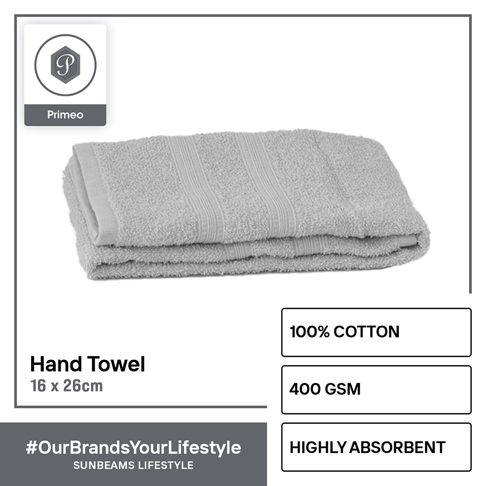 PRIMEO MY BASICS Hand Towel Premium Open End Yarn 100%Cotton 390gsm 16x26" Buy One Get One Soft High Absorbent Amazing Gift Idea For Any Occasion!