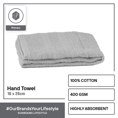 PRIMEO MY BASICS Hand Towel Premium Open End Yarn 100%Cotton 390gsm 16x26" Buy One Get One Soft High Absorbent Amazing Gift Idea For Any Occasion!