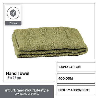PRIMEO MY BASICS Hand Towel Premium Open End Yarn 100%Cotton 390gsm 16x26" Buy One Get One Soft High Absorbent Amazing Gift Idea For Any Occasion!
