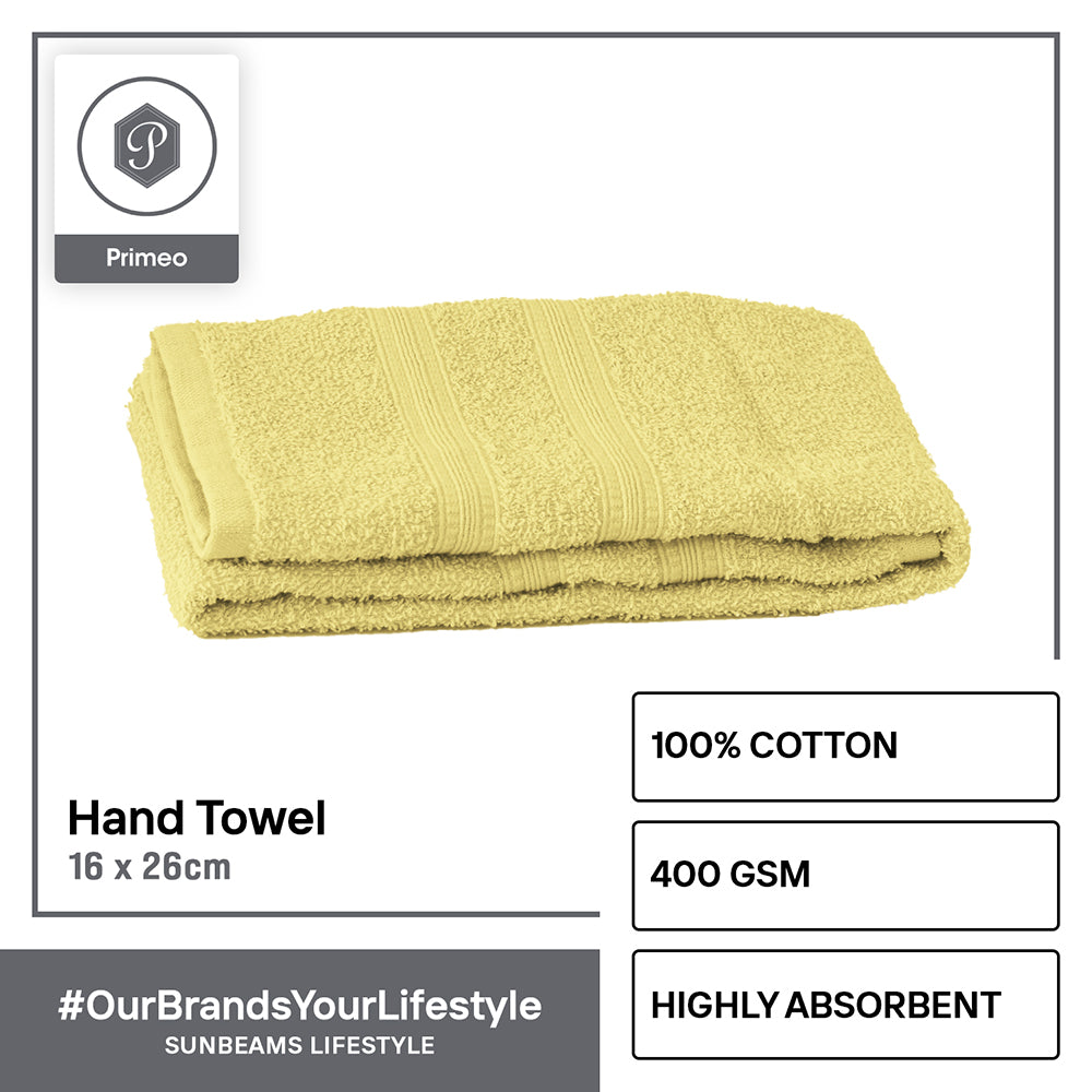 PRIMEO MY BASICS Hand Towel Premium Open End Yarn 100%Cotton 390gsm 16x26" Buy One Get One Soft High Absorbent Amazing Gift Idea For Any Occasion!