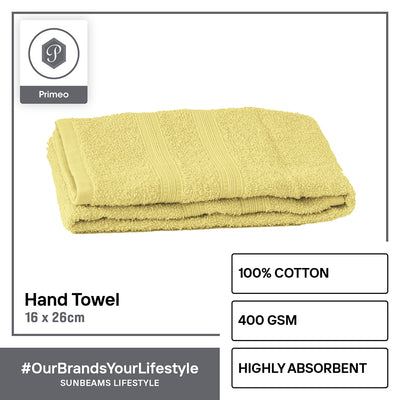 PRIMEO MY BASICS Hand Towel Premium Open End Yarn 100%Cotton 390gsm 16x26" Buy One Get One Soft High Absorbent Amazing Gift Idea For Any Occasion!