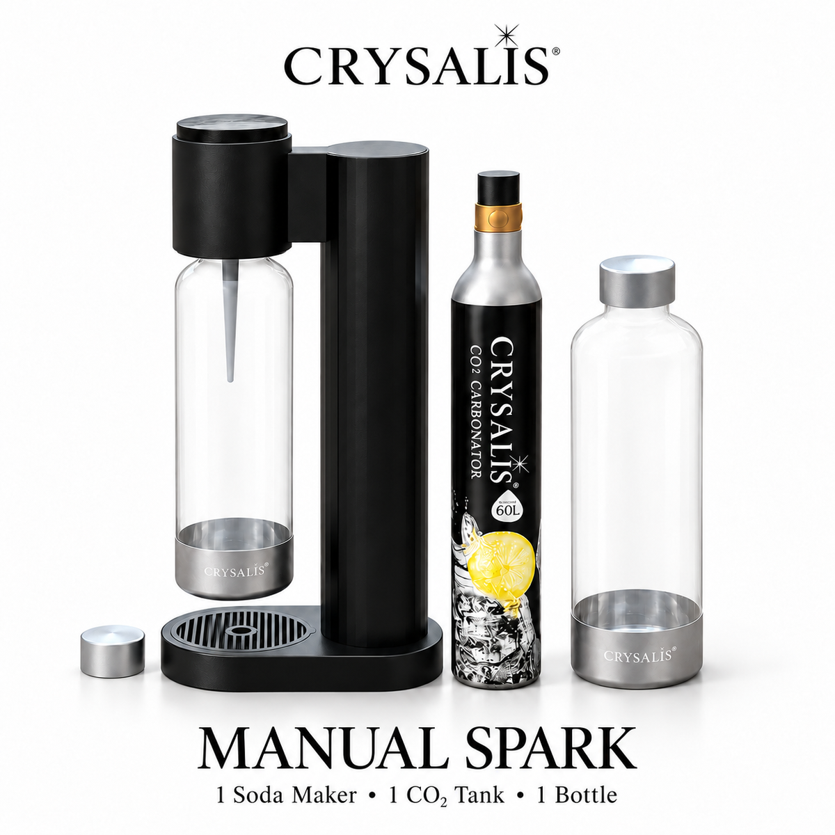 CRYSALIS Soda Maker Streaming Machine Set Carbonating Bottle - 1L | 33.8oz.