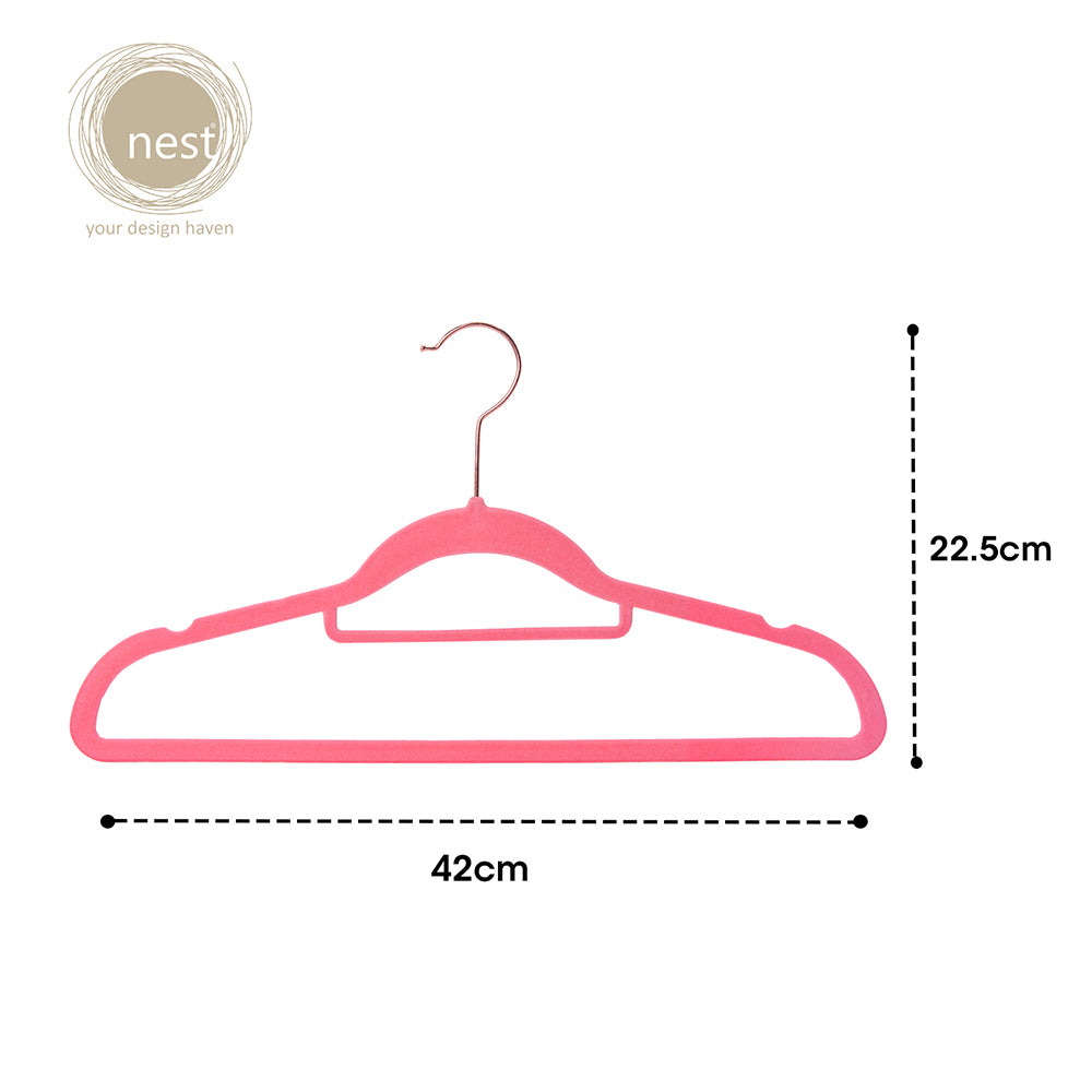 Nest Design Lab Premium Heavy duty Durable Velvet Hanger for Adults 42cm Set of 30