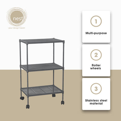 NEST DESIGN LAB Premium 3L Shelf Kitchen Organizer - Gray