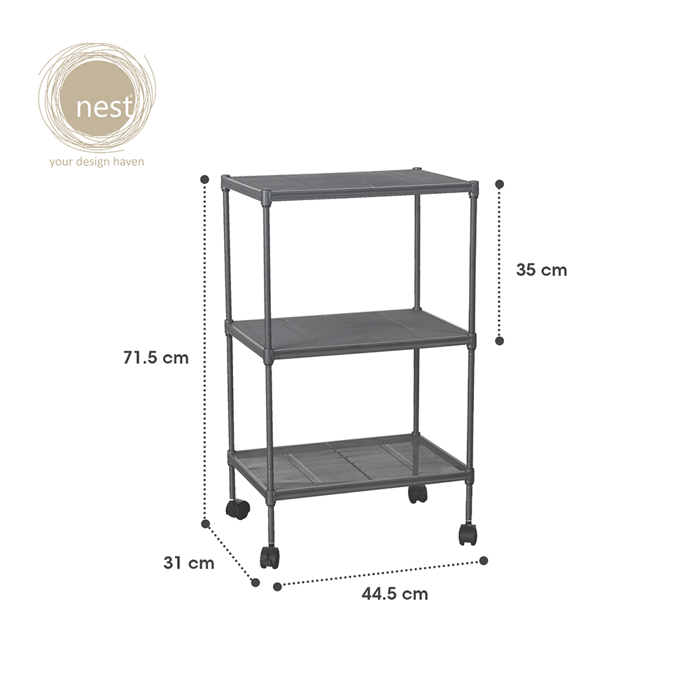 NEST DESIGN LAB Premium 3L Shelf Kitchen Organizer - Gray