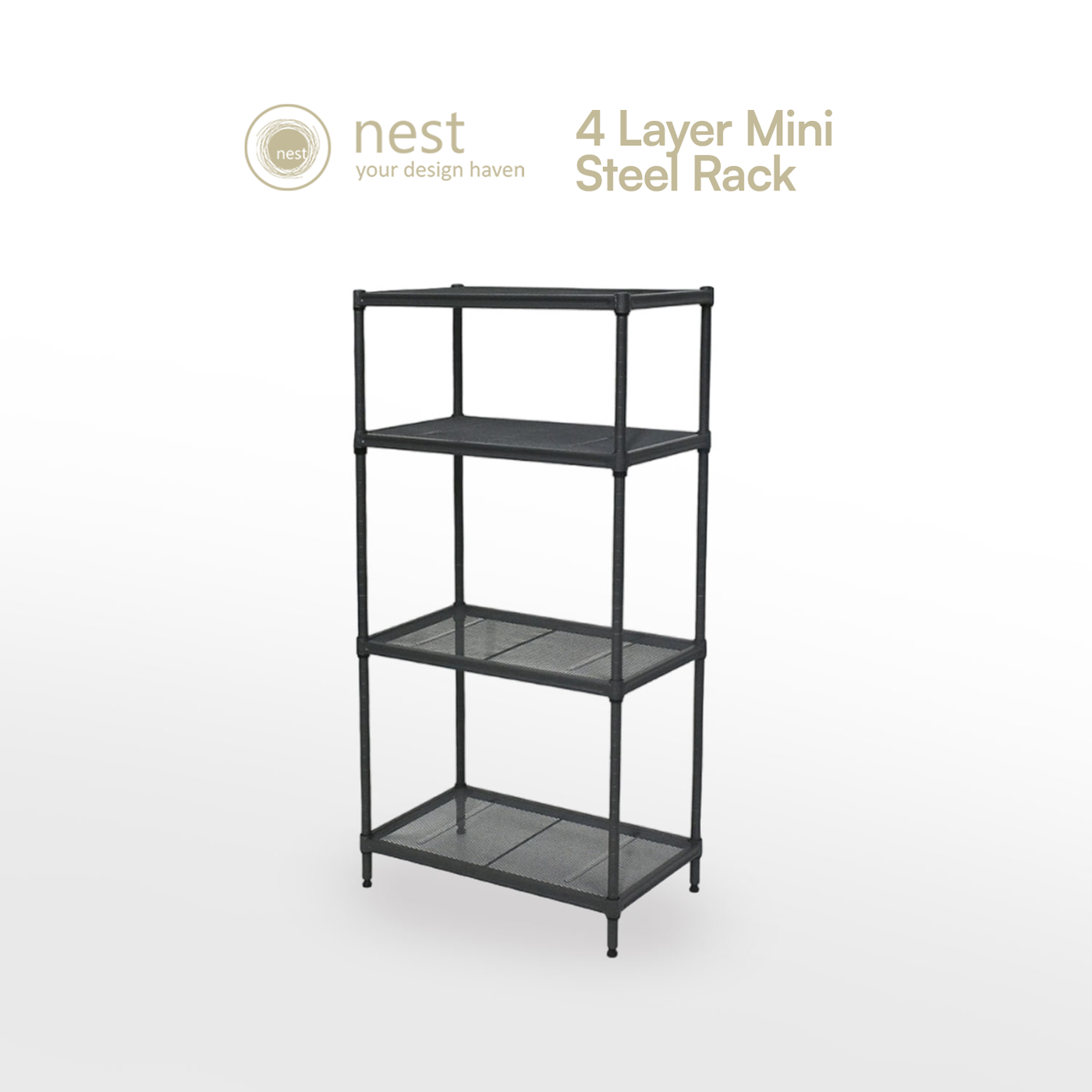 Nest Design Lab Premium Mini Steel Rack Black 4 Layer