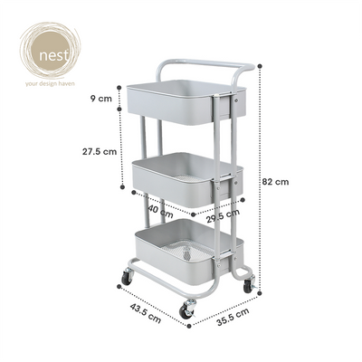 NEST DESIGN LAB Premium 3 Layer Multi-Purpose Storage Shelf Kitchen Organizer 45x35.5x81cm Amazing Gift Idea For Any Occasion!