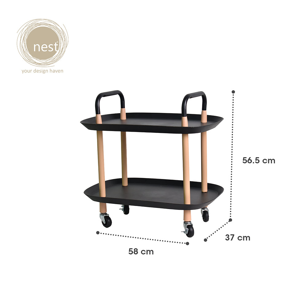 NEST DESIGN LAB 2 Tier Oval Trolley Cart Durable