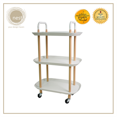 NEST DESIGN LAB 3 Tier Oval Trolley Cart Durable Amazing Gift Idea For Any Occasion!