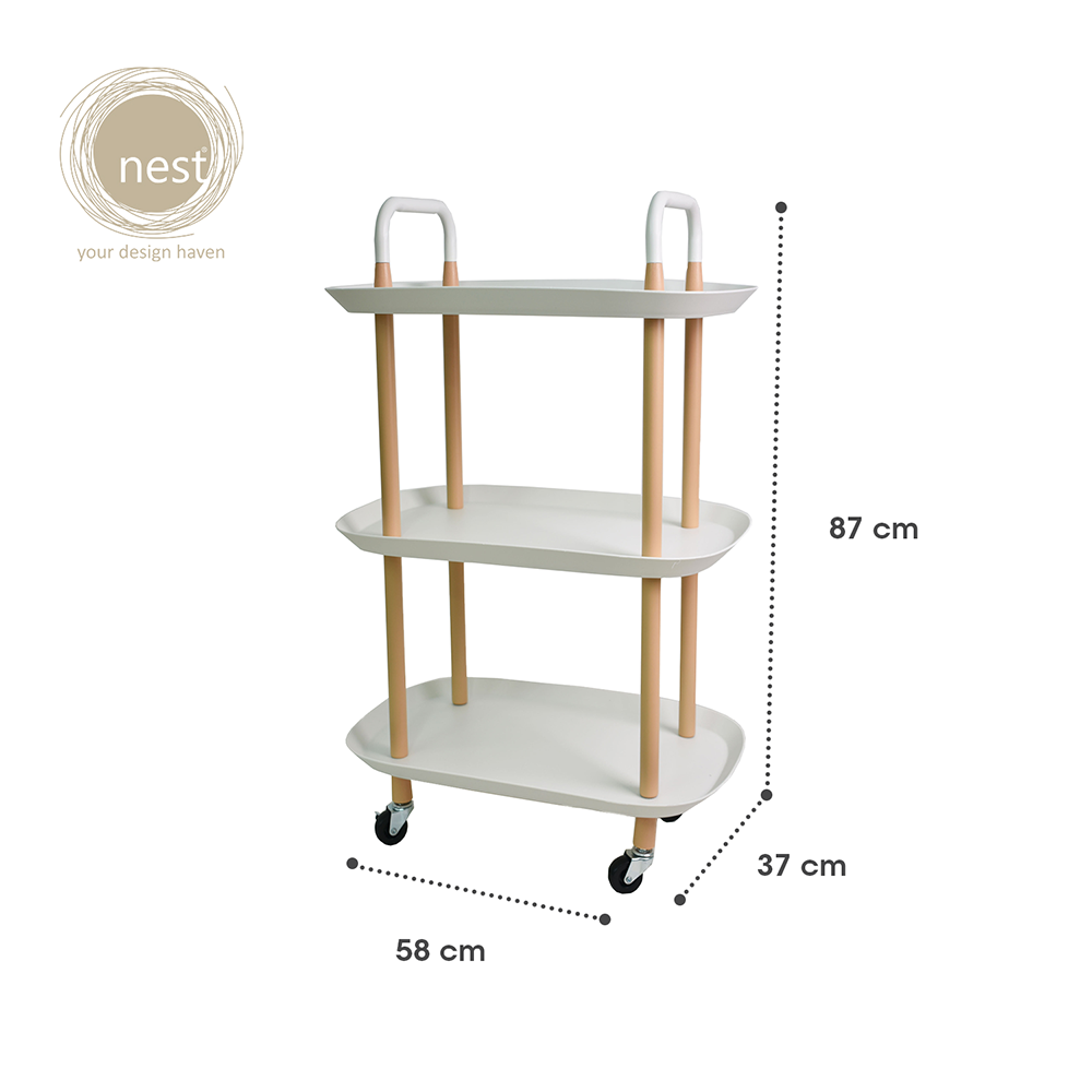 NEST DESIGN LAB 3 Tier Oval Trolley Cart Durable Amazing Gift Idea For Any Occasion!