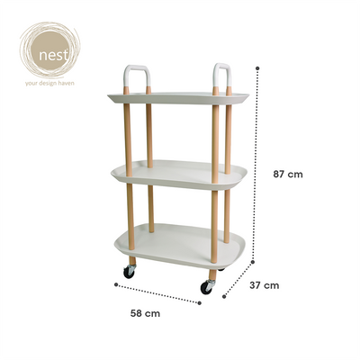 NEST DESIGN LAB 3 Tier Oval Trolley Cart Durable Amazing Gift Idea For Any Occasion!