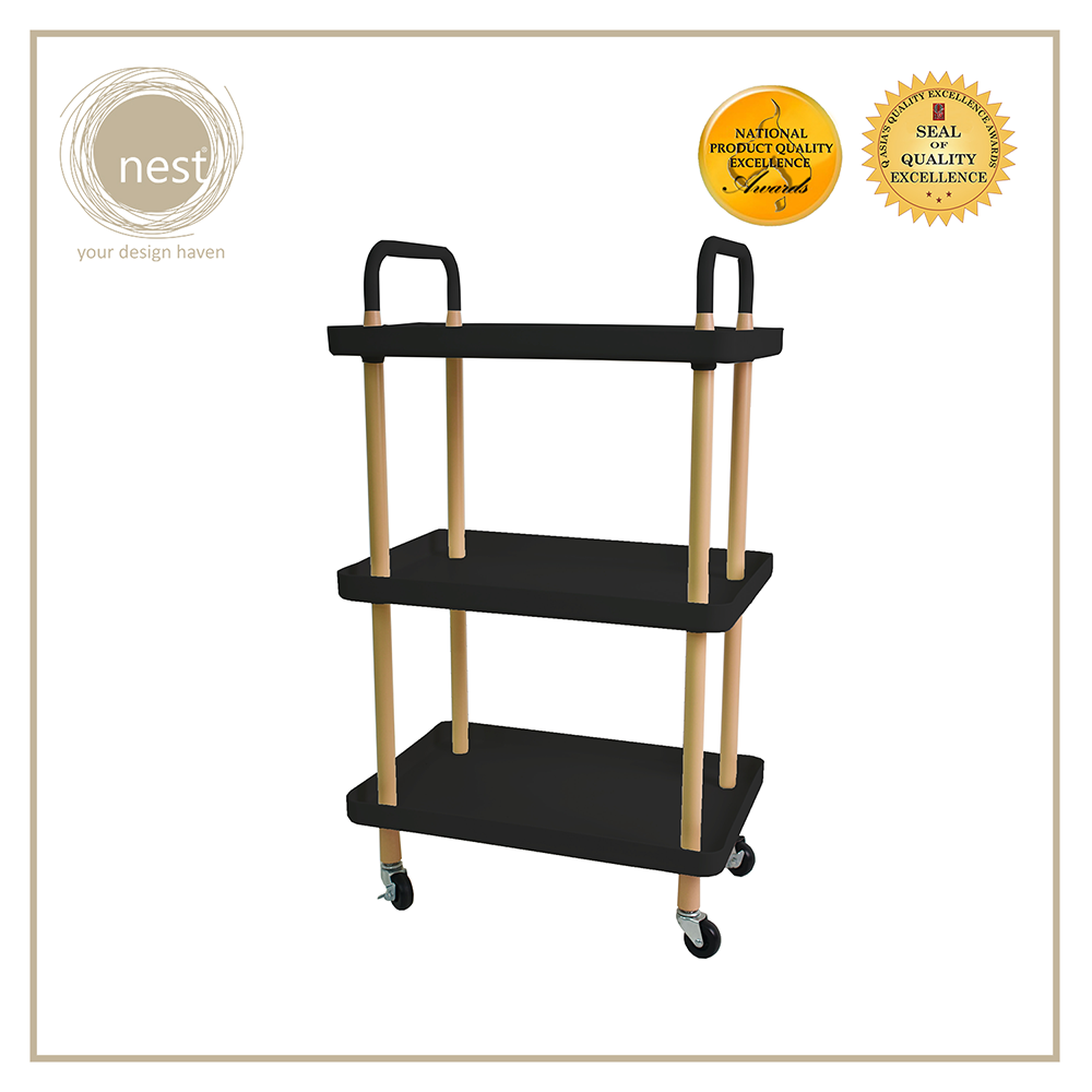 NEST DESIGN LAB 3 Tier Rectangular Trolley Cart Heavy duty Durable Amazing Gift Idea For Any Occasion!